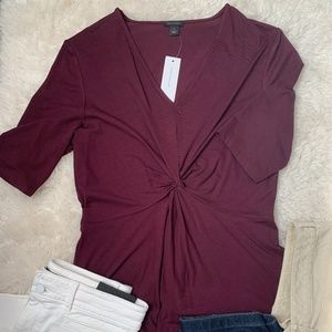 Ann Taylor Ruched Front Short Sleeve Shirt